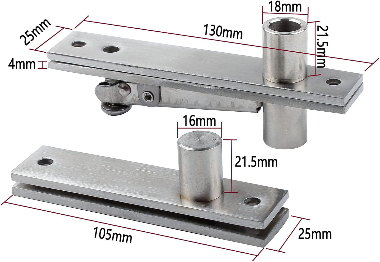 Door Pivot Hinge Heavy Duty Hidden Bookcase Hinges 360 Degree Shaft Stainless Steel Hardware 2PCS U993115