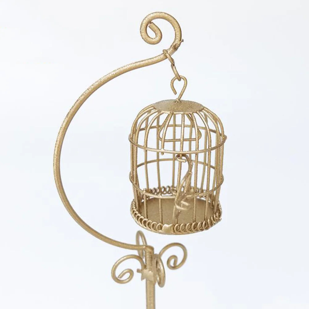 Miniature Metal Bird Cage Dollhouse Decoration J2253