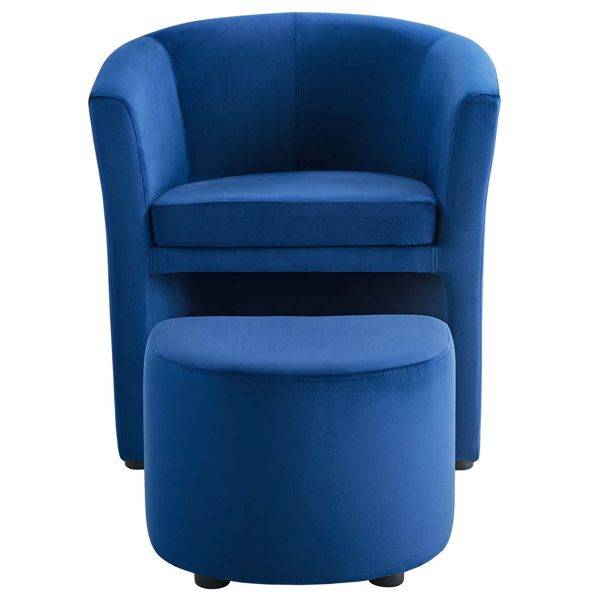 Navy Blue Velvet Armchair and Ottoman A1756
