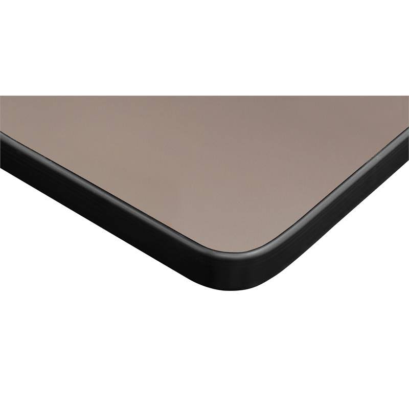 Beige Square Breakroom Table with 4 Blue Stack Chairs H51892