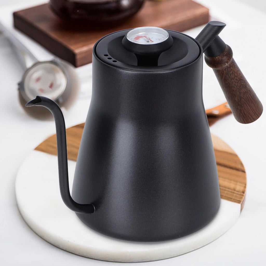 Thermometer Coffee Kettle with Wooden Handle J592