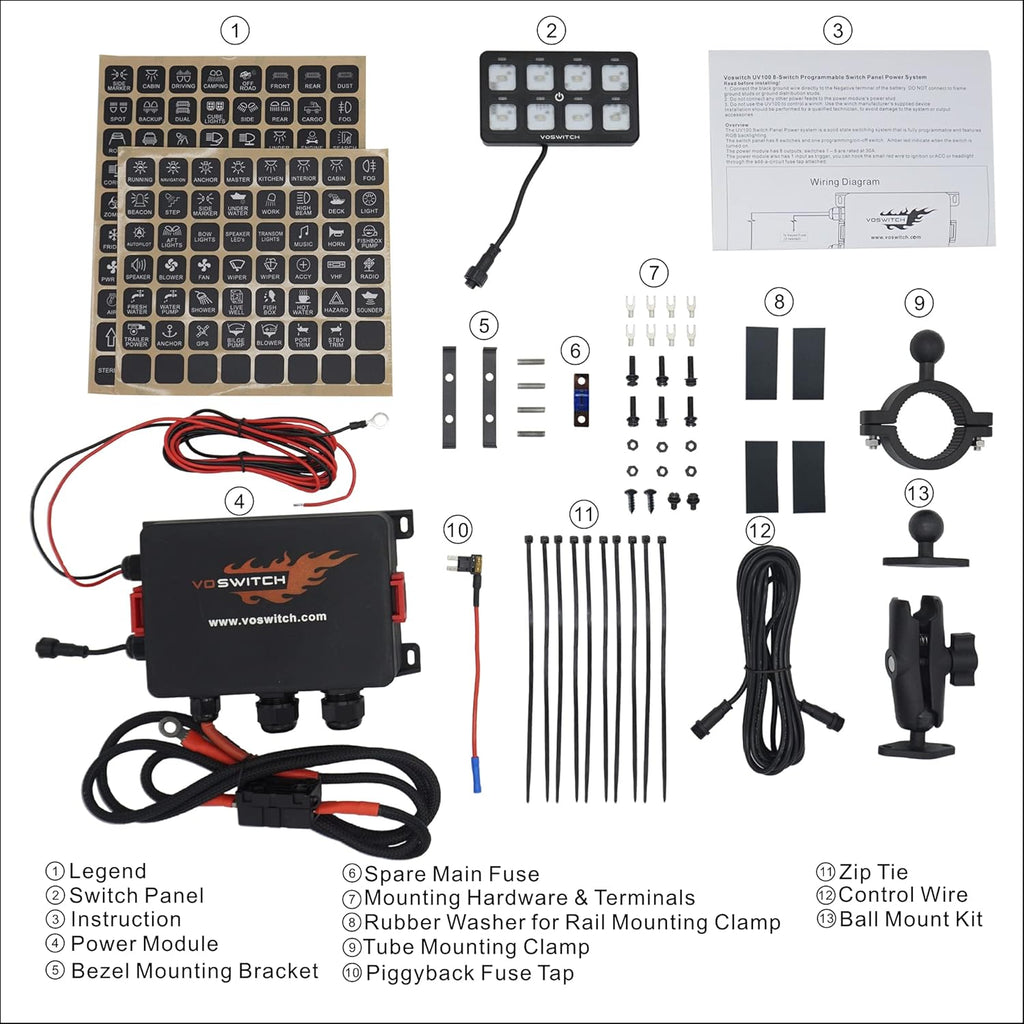 8 Gang Programmable Switch Panel Power Control System M57630