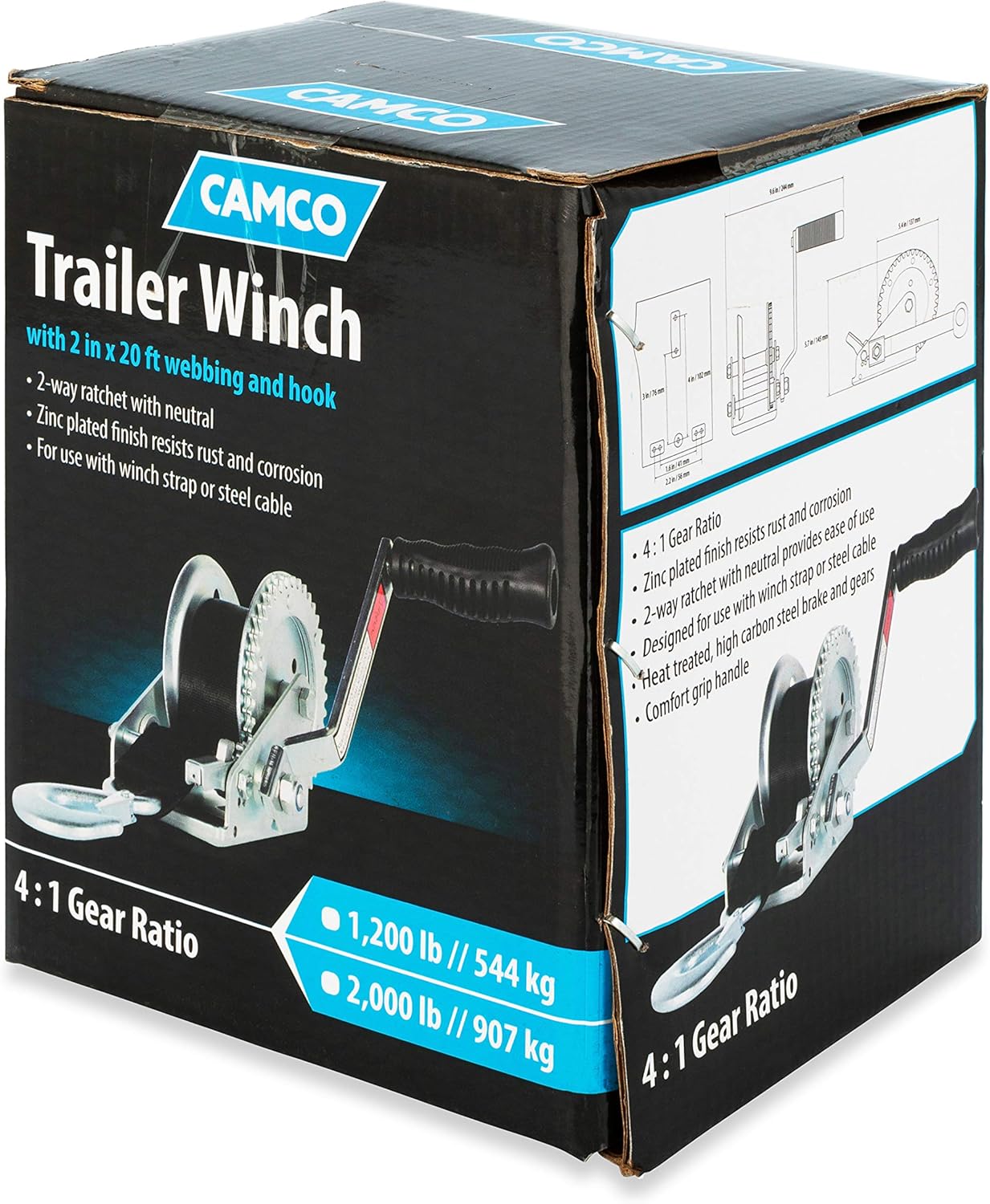 2000 lb Winch with 20’ Strap D576