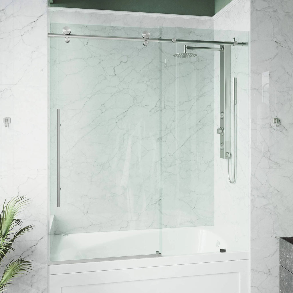 Sliding Frameless Tub Door with Clear Glass I45768