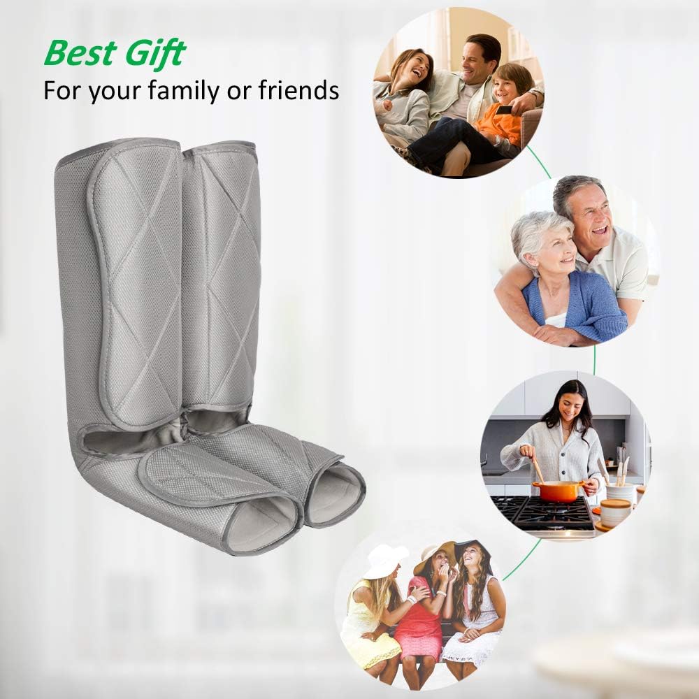 Leg Massager with Heat, Air Compression Foot and Calf Massage Machine, 3 Modes 4 Intensities Adjustable Leg Wraps O942