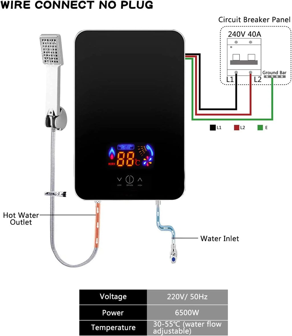 Black Compact Instant Hot Water Heater G858