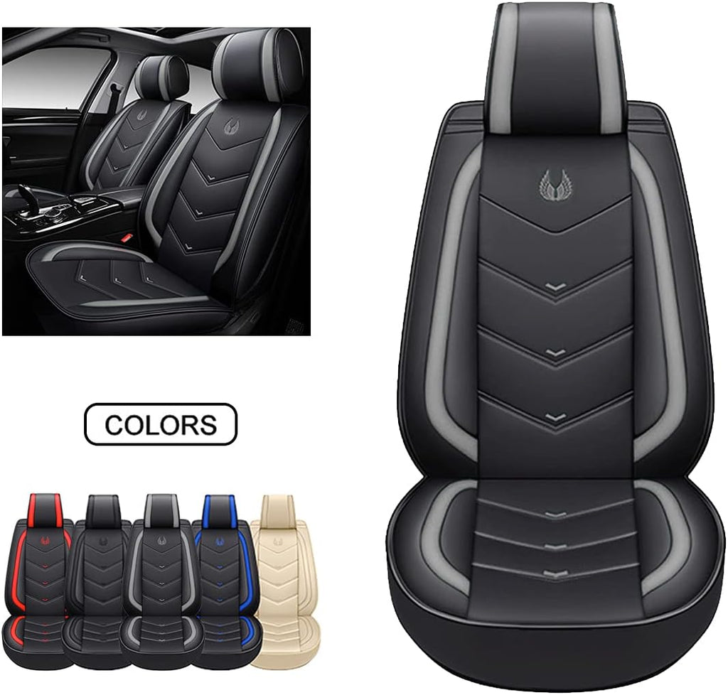 Black Faux Leather Car Seat Covers Full Set H120