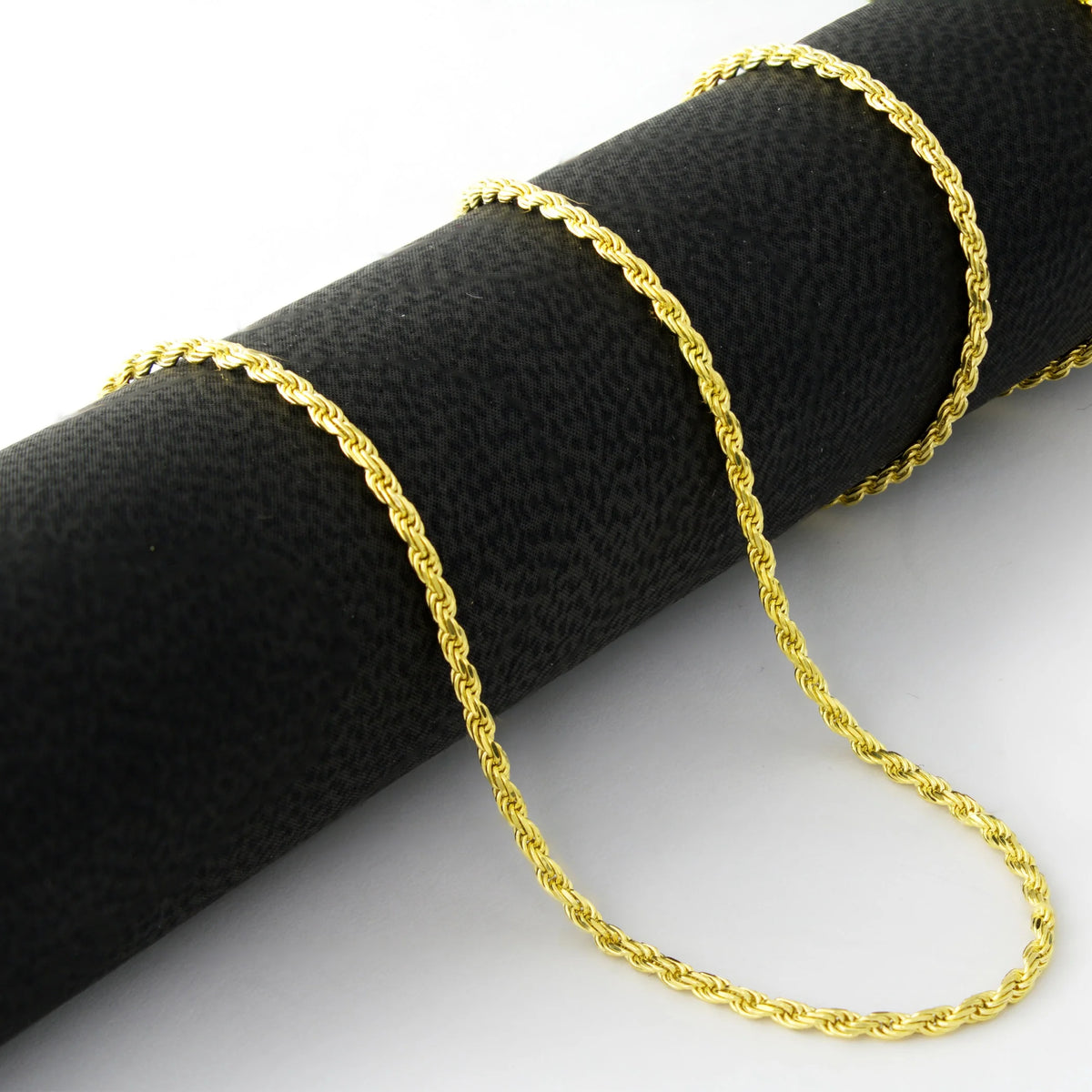 14k Yellow Gold Solid Rope Chain Diamond Cut Bracelet or Anklet X3379