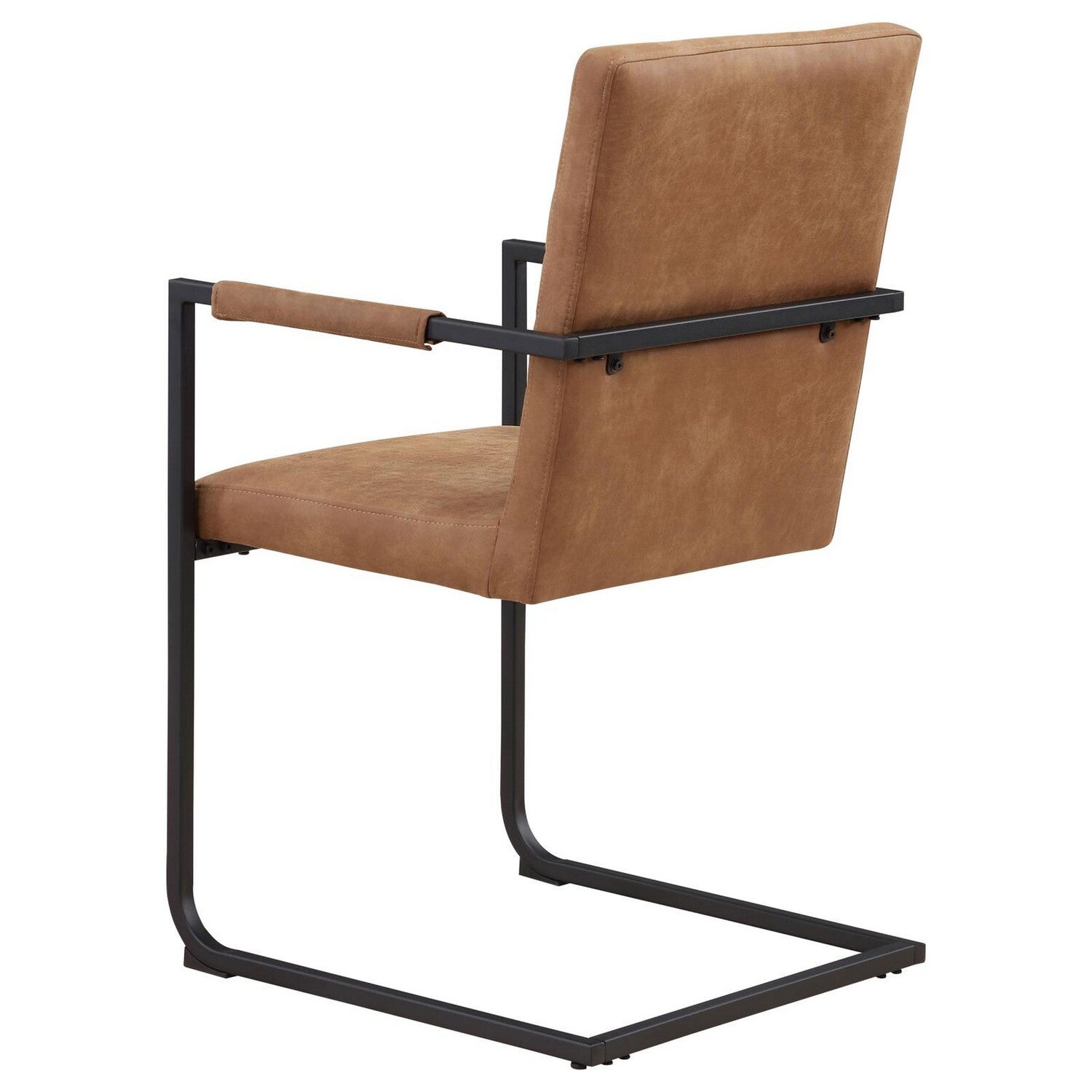 Vegan Leather Armchair with Cantilever Base, Brown & Black, Set of 2 D2440