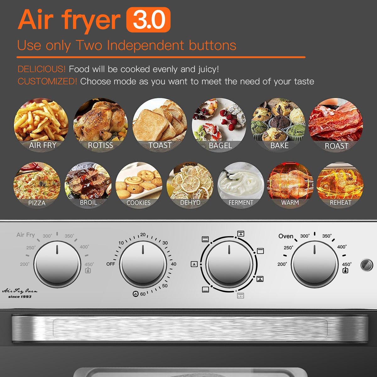 7-In-1 Air Fryer Toaster Convection Oven Combo 24 Quart J812228