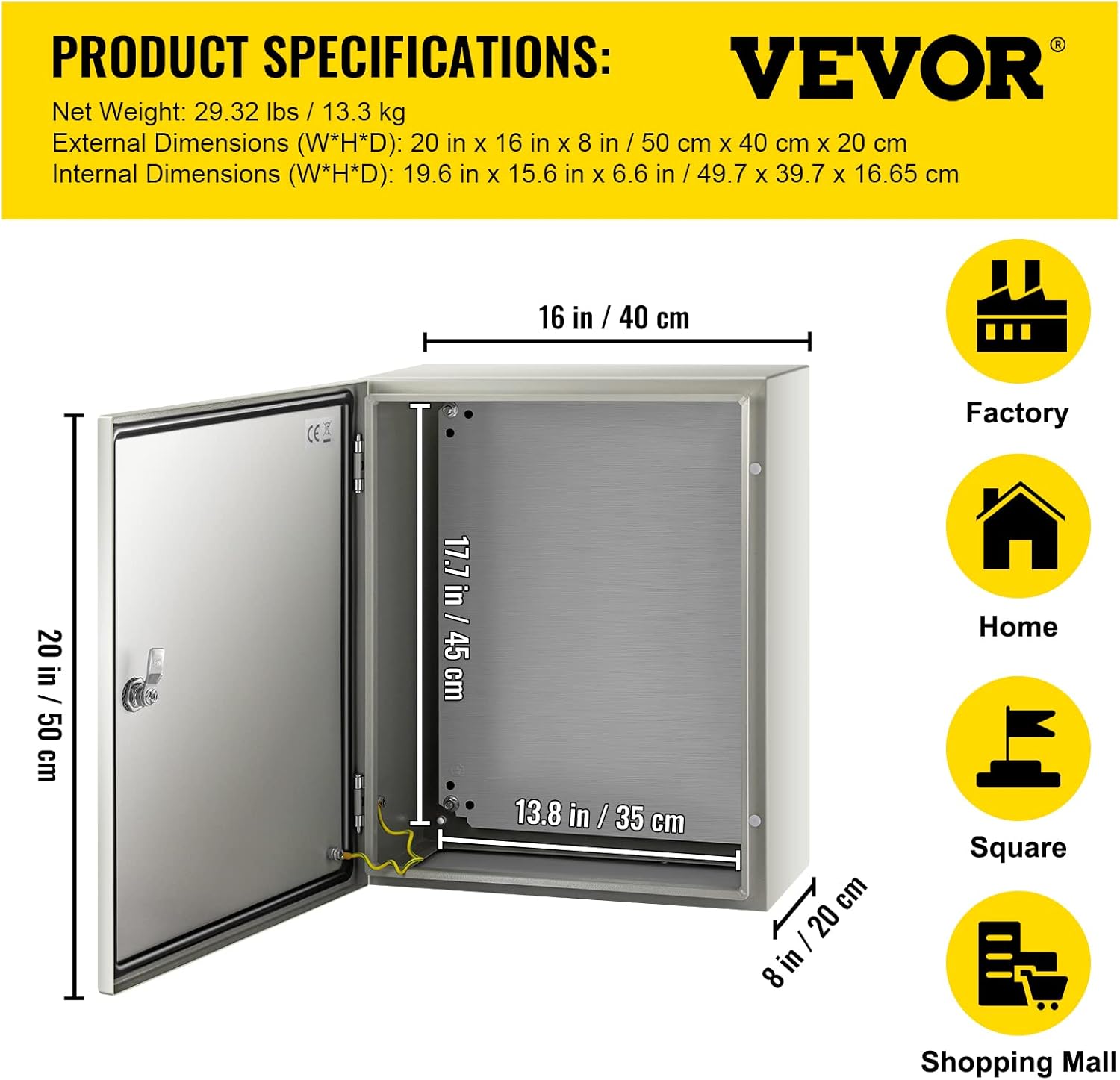 20 x 16 x 8'' NEMA 4X Steel Electrical Box with Mounting Plate G37110