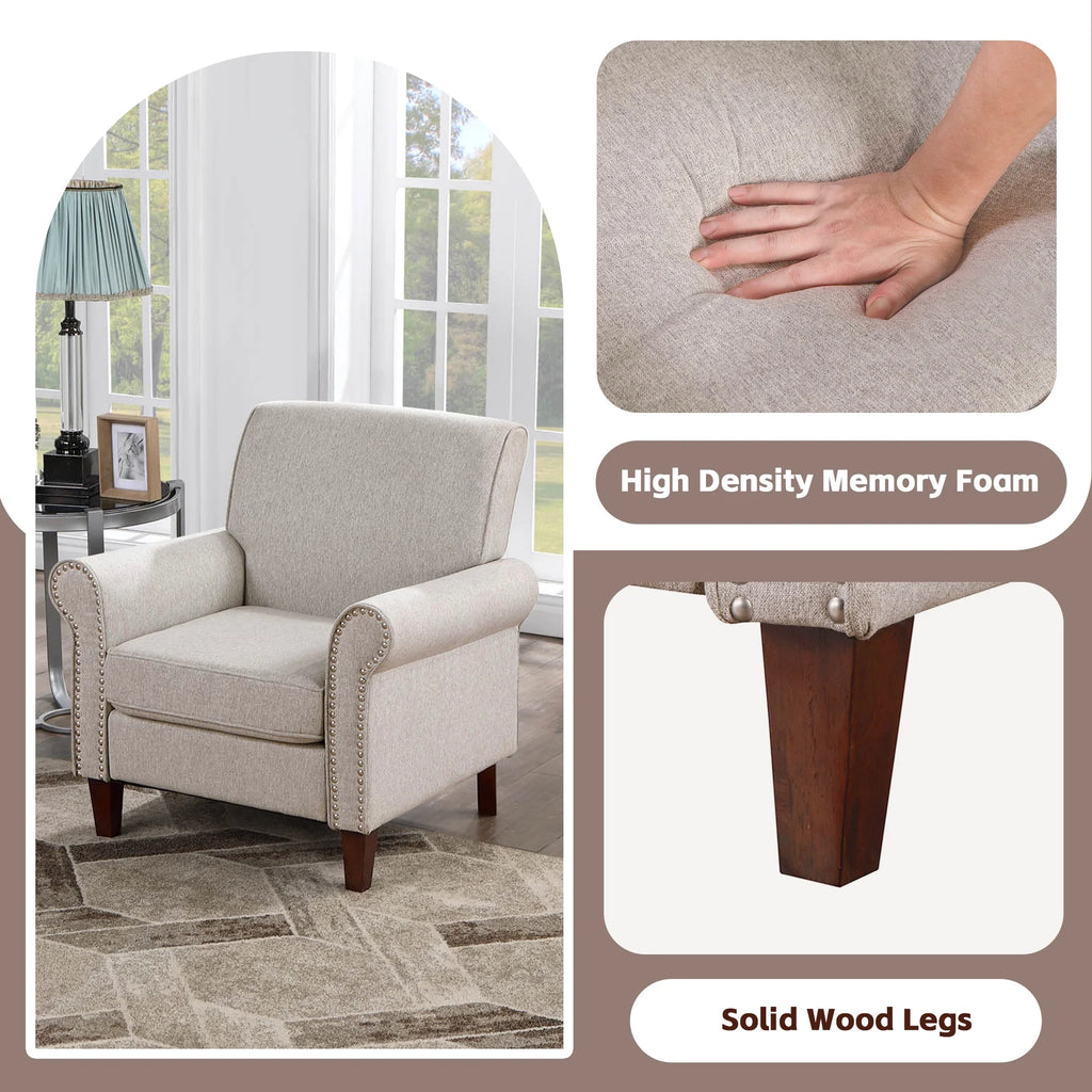 Beige Fabric Accent Chair R161