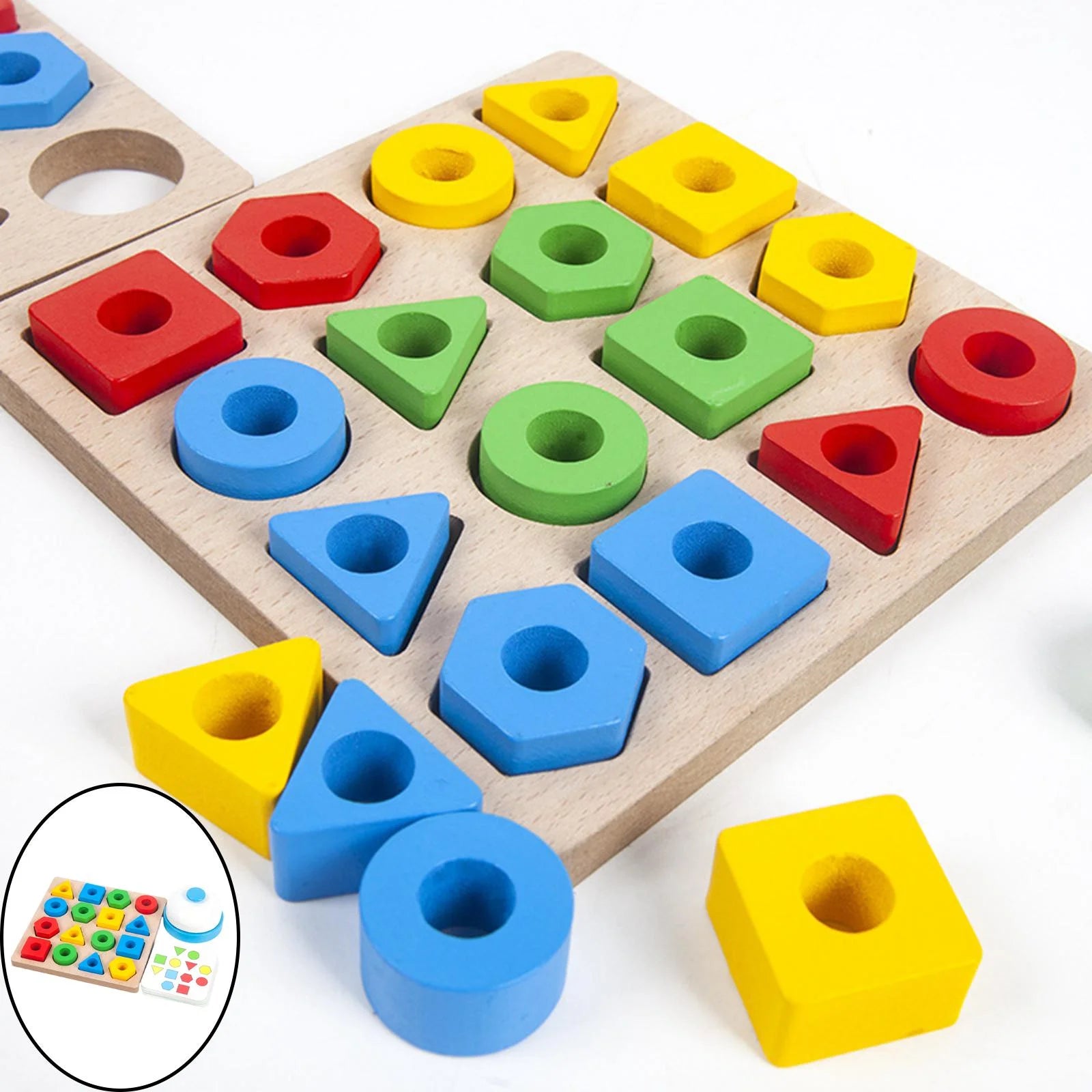 Wood Geometric Shape Matching Stacking Toys Educational Toys for Toddlers C96963