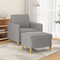 Light Gray Fabric Sofa Chair with Footstool M239757