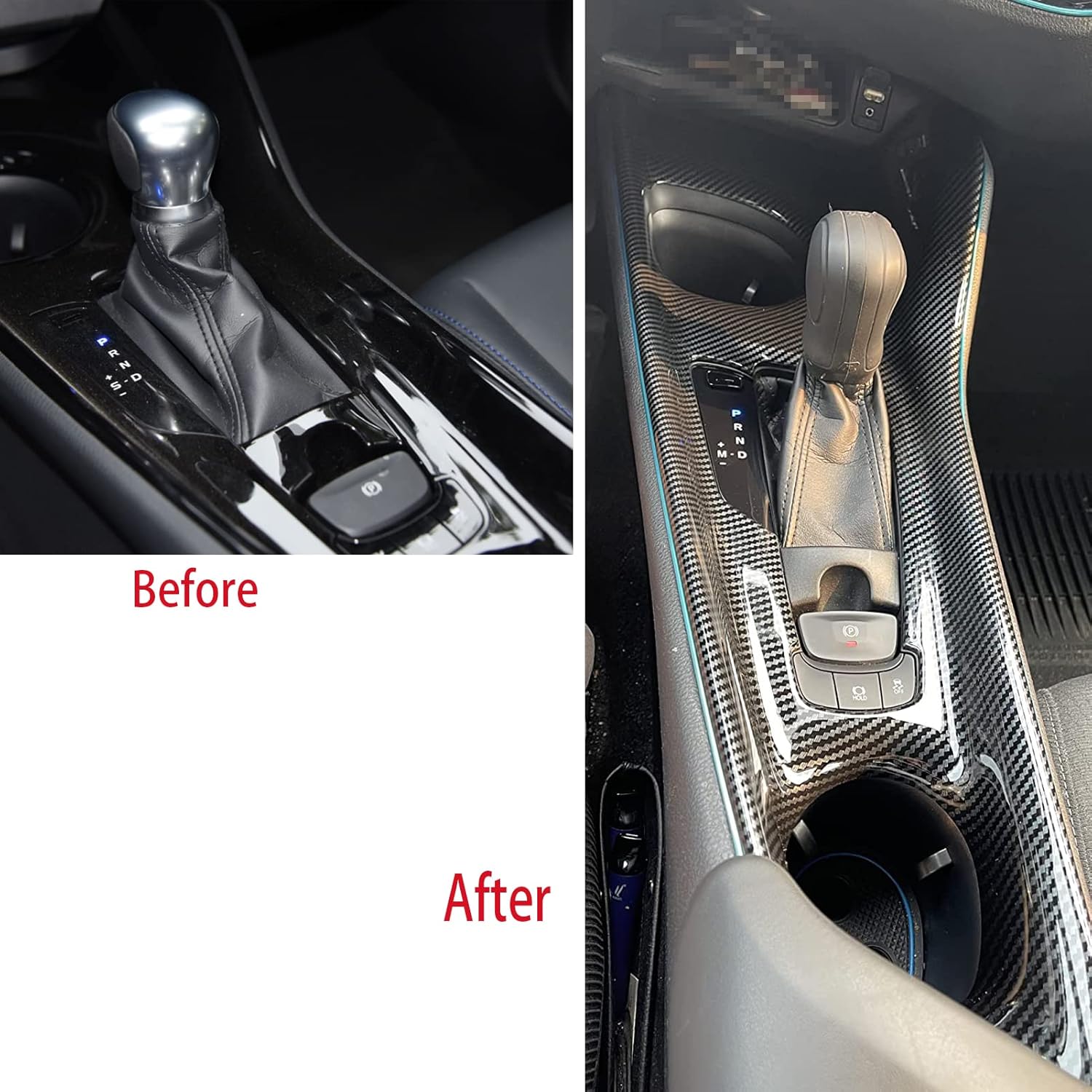 ABS Carbon Fiber Center Console Gear Shift Panel Trim Pack of 2 U653755