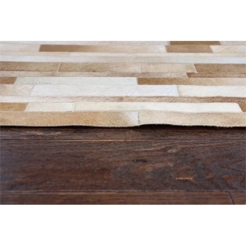 Camel Hair on Hide Leather Area Rug U22208