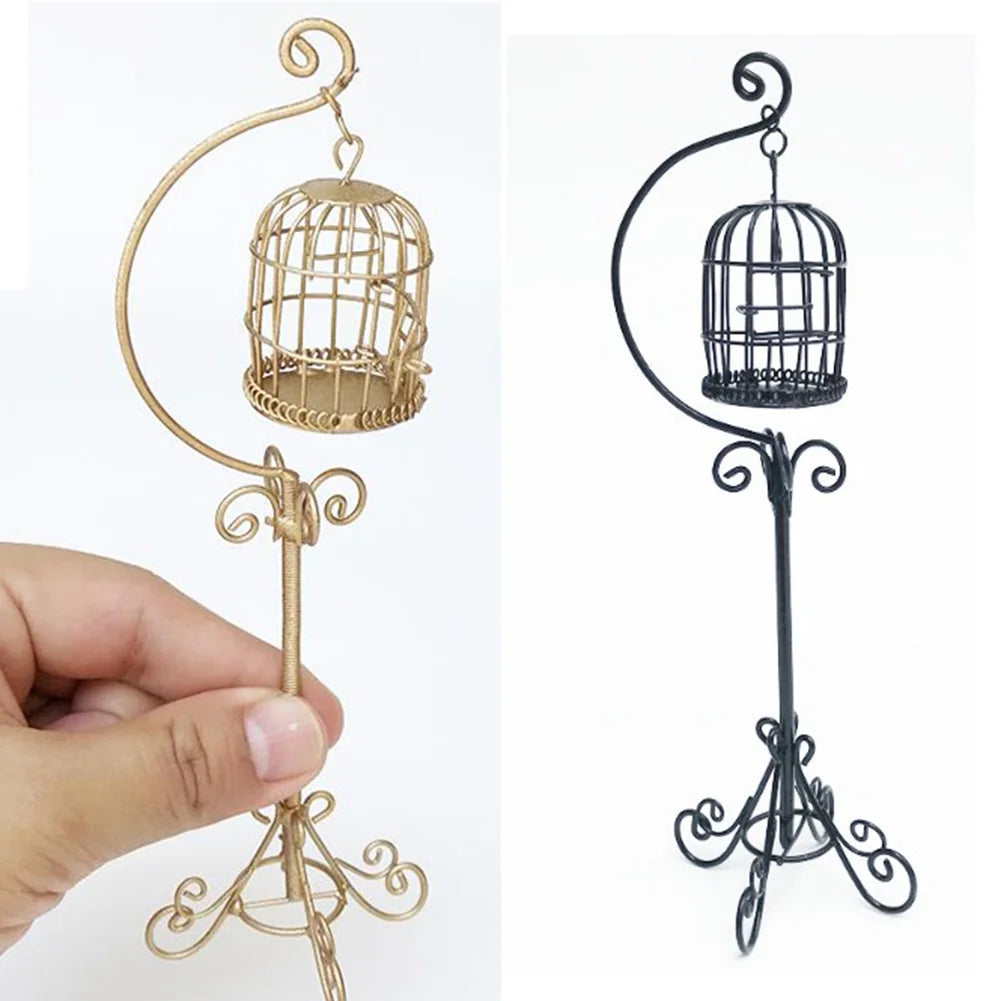 Miniature Metal Bird Cage Dollhouse Decoration J2253