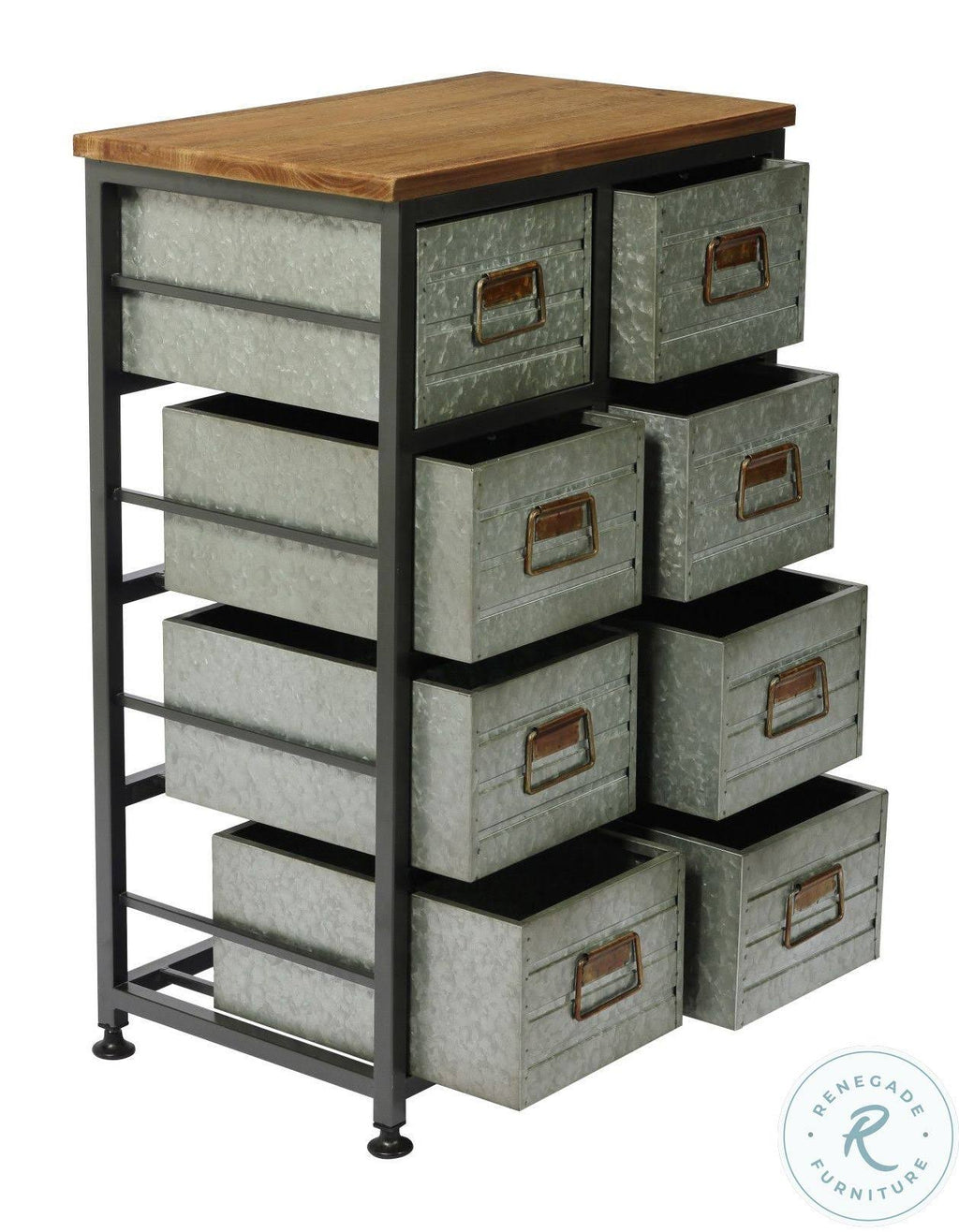 Gray and Brown Accent Cabinet with Solid Wood Top Q4409