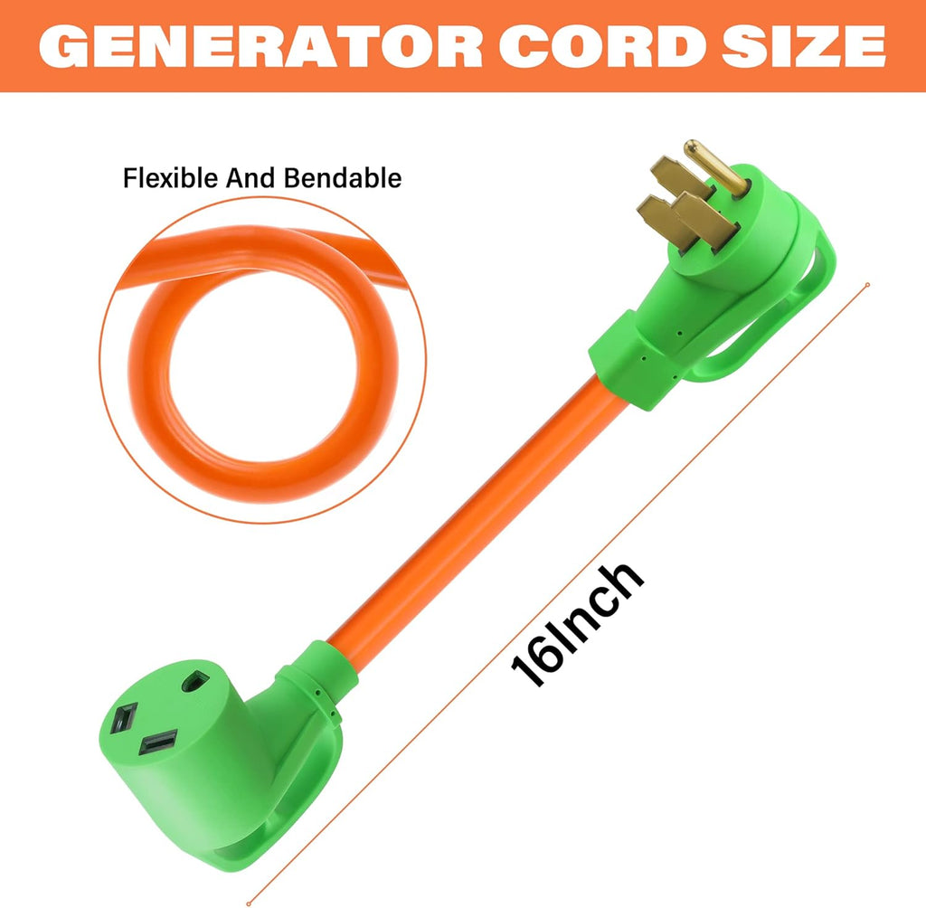 NEMA 14-50P Male to TT-30R Female Generator Adapter Cord, 50 Amp to 30 Amp, STW 10/3 AWG, UL Z9862