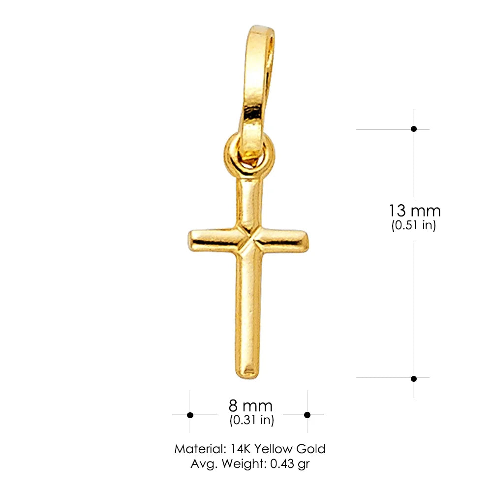 14K Yellow Gold Cross Charm Pendant Y1983