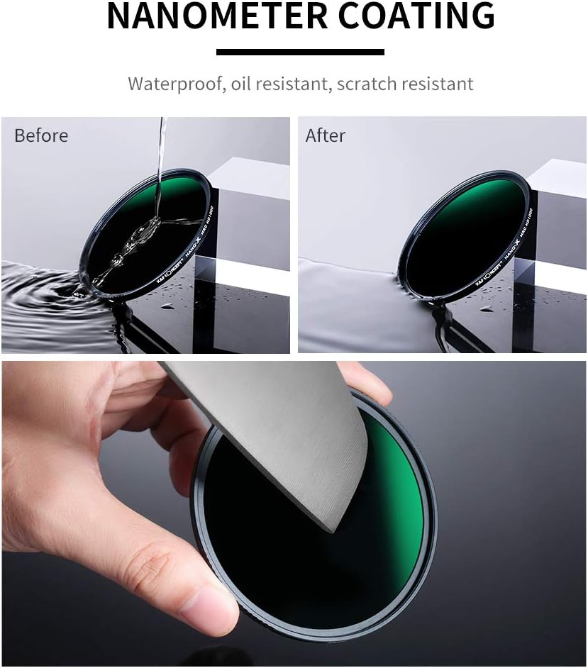 77mm ND1000 10-Stop Fixed Neutral Density Filter, HD Hydrophobic Super Slim Multi-Layer Coatings Glass Filter, Pack of 2 I8987