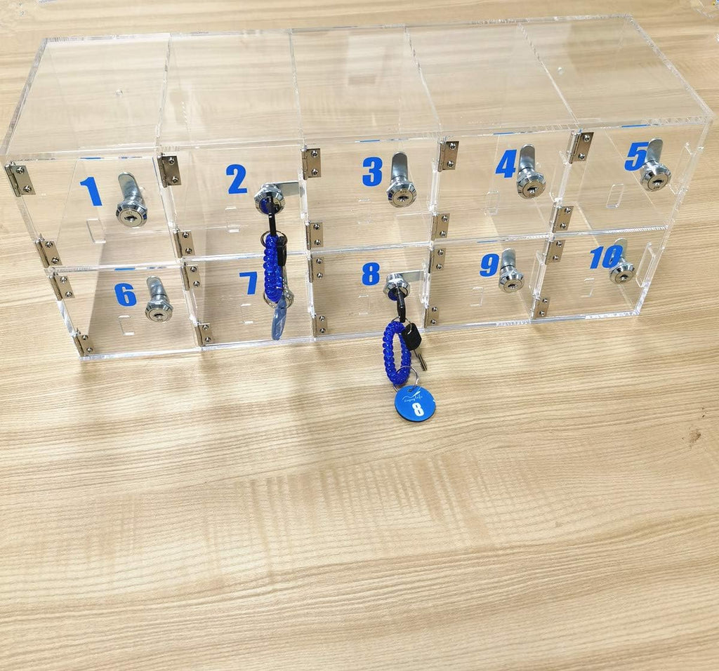 Clear Cell Phone Locker Box with Door Locks and Keys Wall-Mounted Storage Cabinet V910459