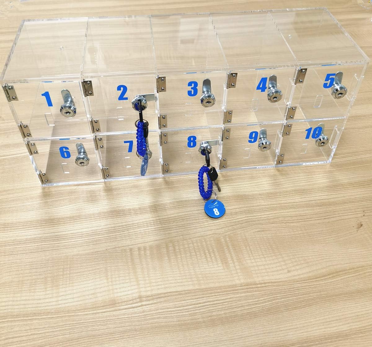 Clear Cell Phone Locker Box with Door Locks and Keys Wall-Mounted Storage Cabinet V910459