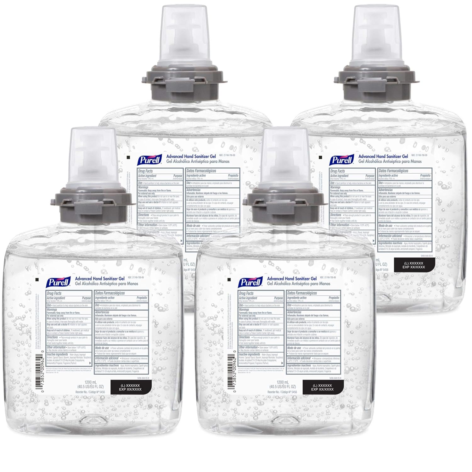 Purell Advanced Hand Sanitizer Gel Refill, 1200 mL, Pack of 4 F88480