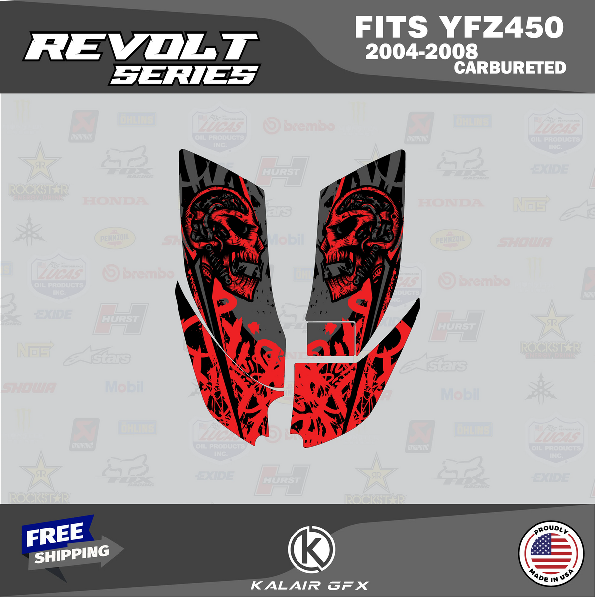 GFX Graphics Kit for Yamaha ATV YFZ 450 Carburator (2004-2008) J551984