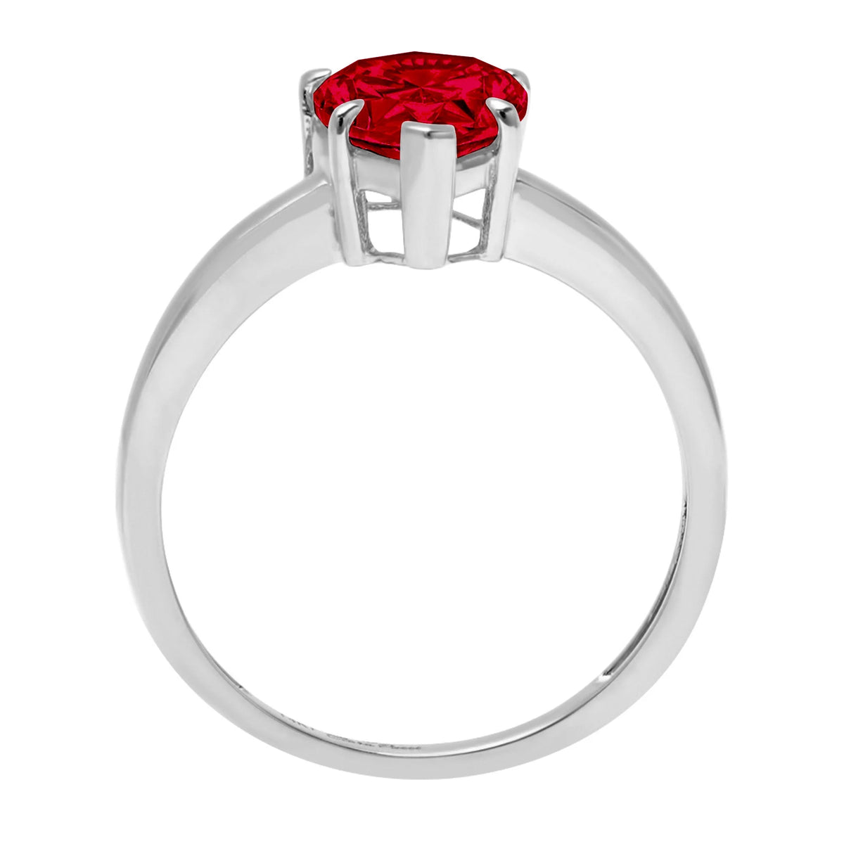 Pear Cut Red Natural Garnet 18k White Gold Solitaire Ring F6590