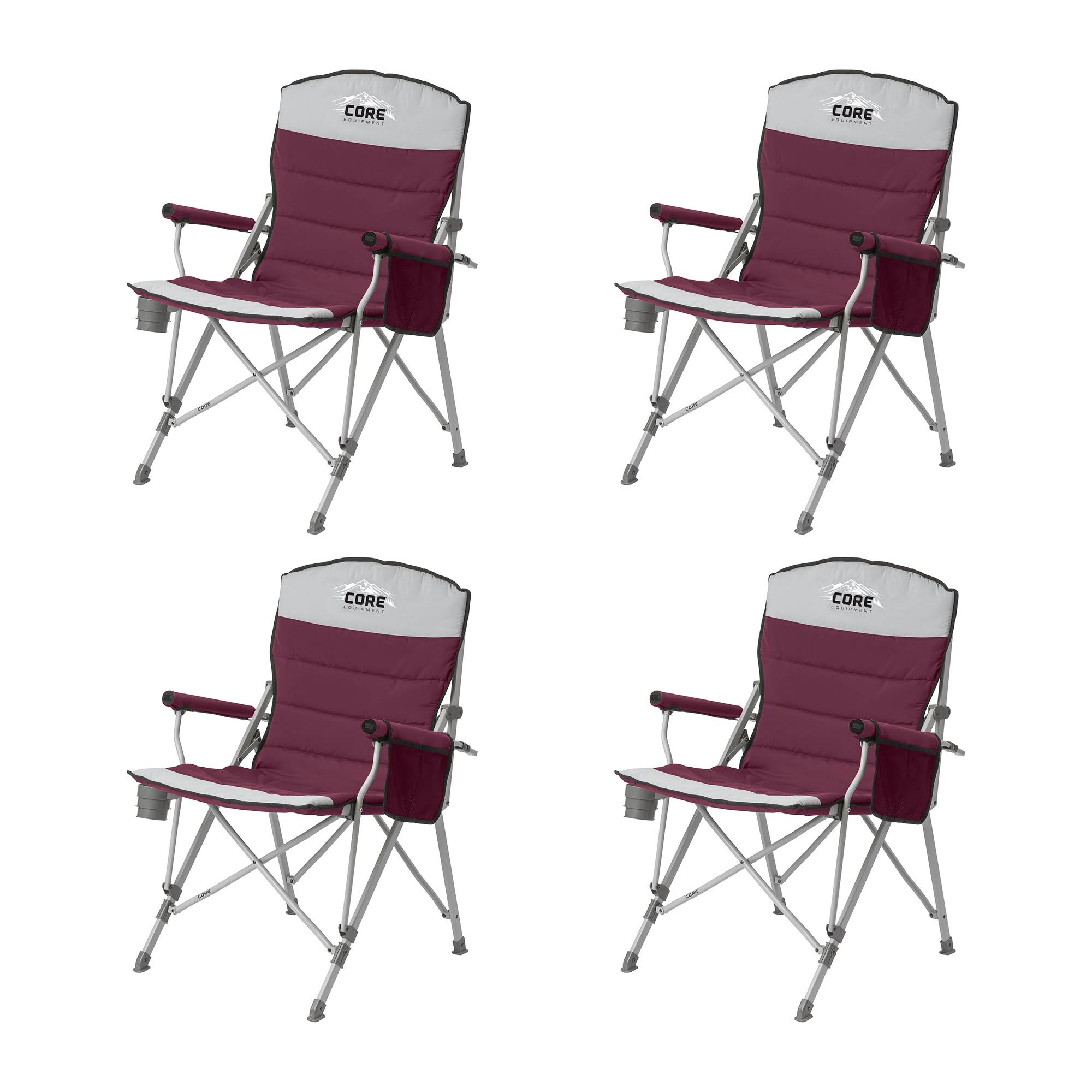 Gray 4 Pack Polyester Padded Hard Arm Chair with Carry Bag J1288