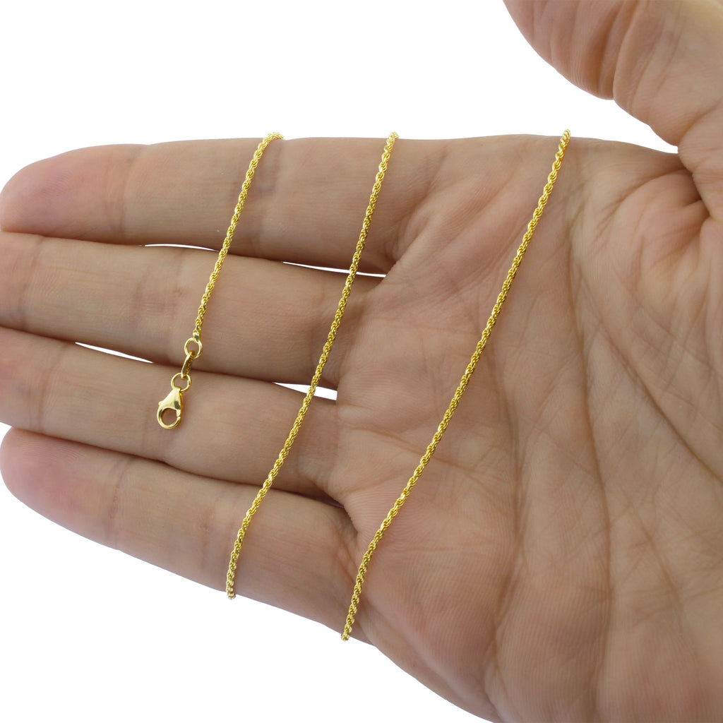 14k Yellow Gold Solid Rope Chain Diamond Cut Bracelet or Anklet X3379