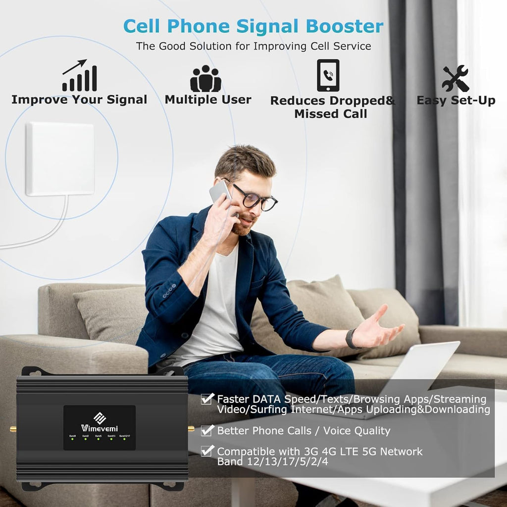 Cell Phone Signal Booster for Home 4G LTE 5G 5000sqft Q8407