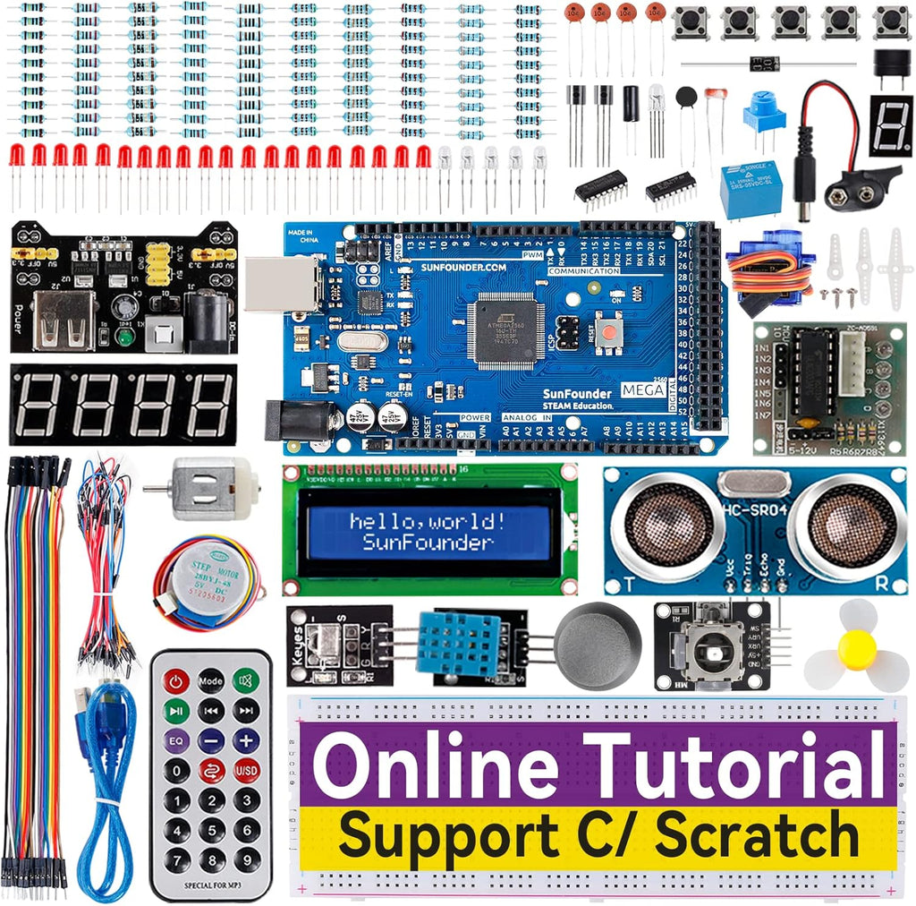 Electronics Starter Kit Compatible with Arduino Mega 2560 R3 Mega328 Nano, Pack of 2 S871698