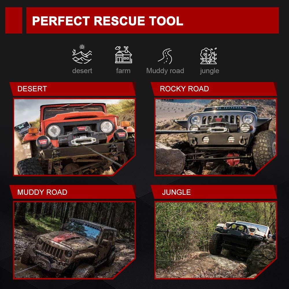 Synthetic Winch Rope 3/8 x 85', 25000 lbs with Protective Sleeve, Black Z7829