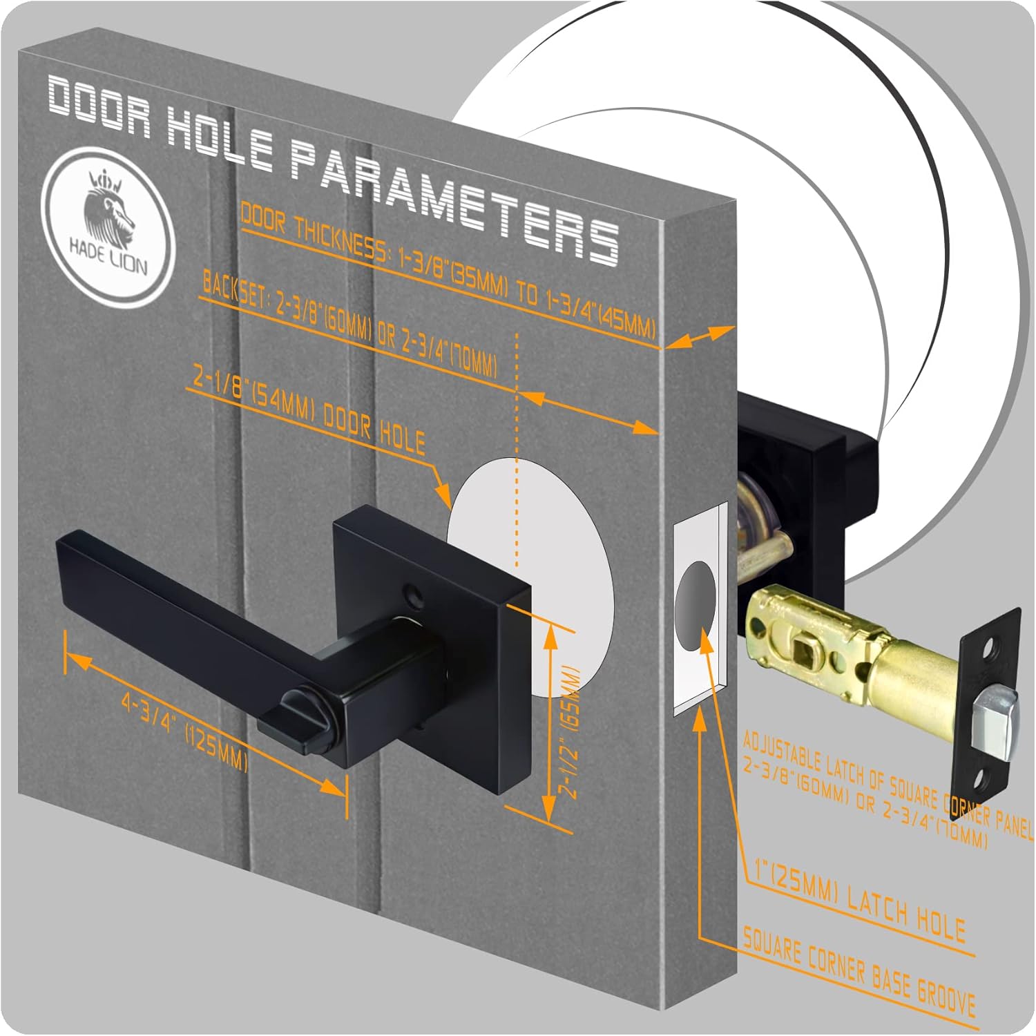 6 Pack Matte Black Square Door Handles M364