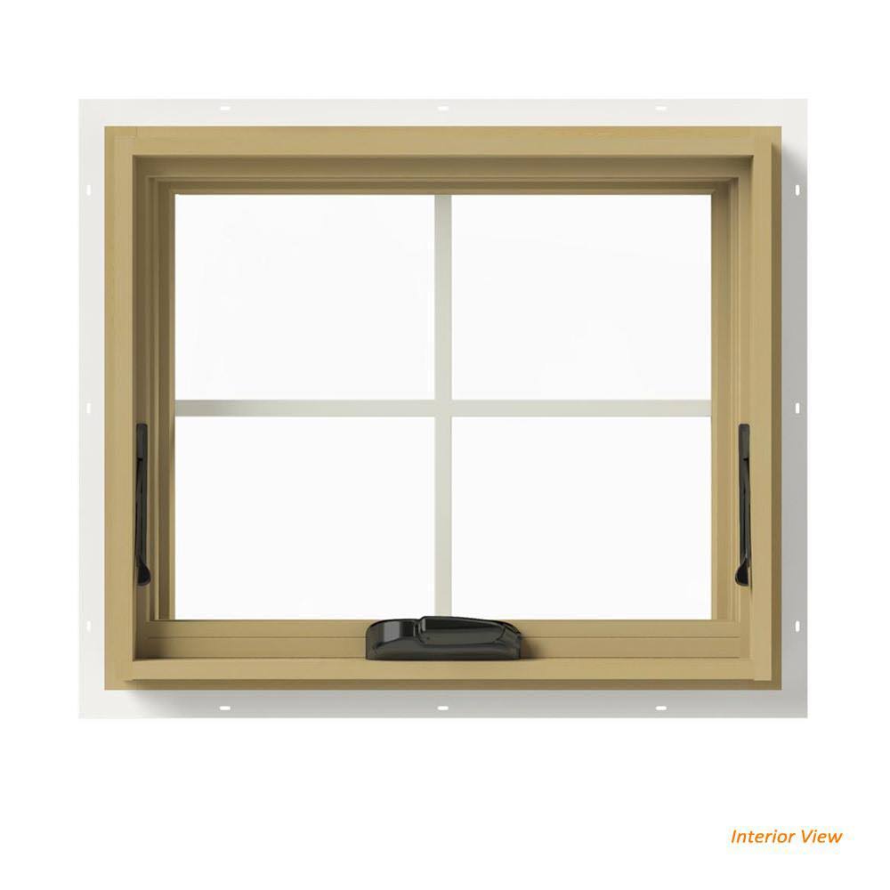 White Painted Clad Wood Awning Window with Screen Y460