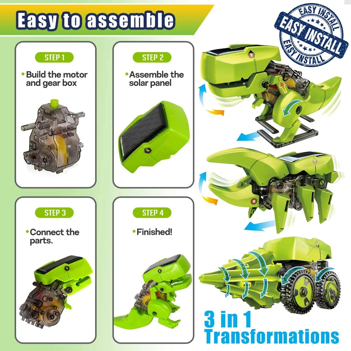 Solar Robot Kit 3-in-1 DIY Dinosaurs Robot Science Kits Toys B1109