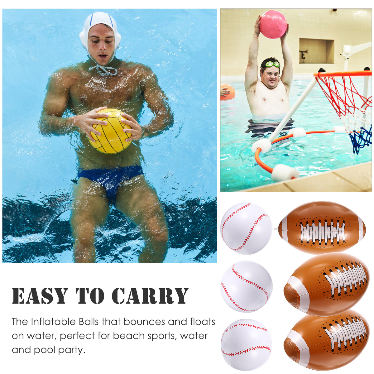 6 Pcs Inflatable Baseball PVC Toys for Toddlers F37741