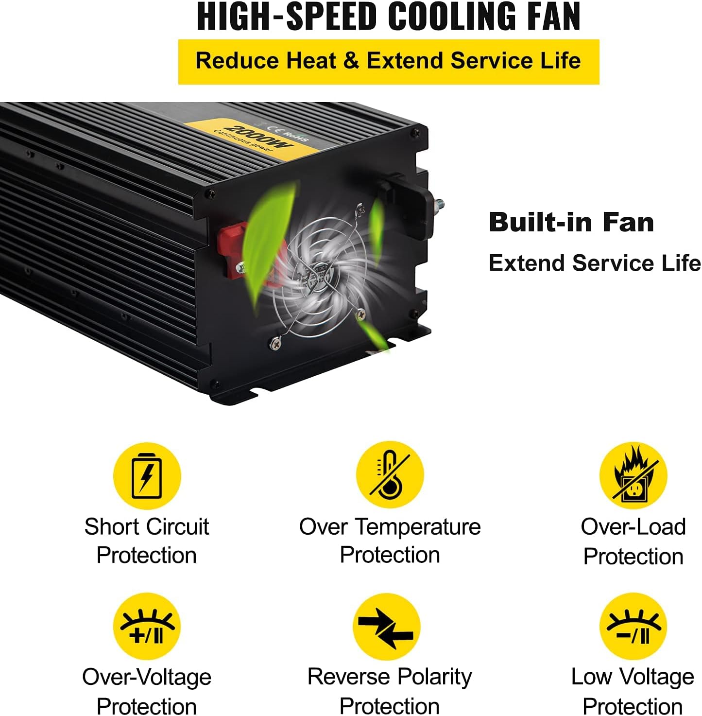 2000W Modified Sine Wave Power Inverter with LCD Display Q125