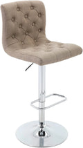 Tufted Swivel Bar Stool with Back, Fabric Upholstered Armless Bar Chair C949255