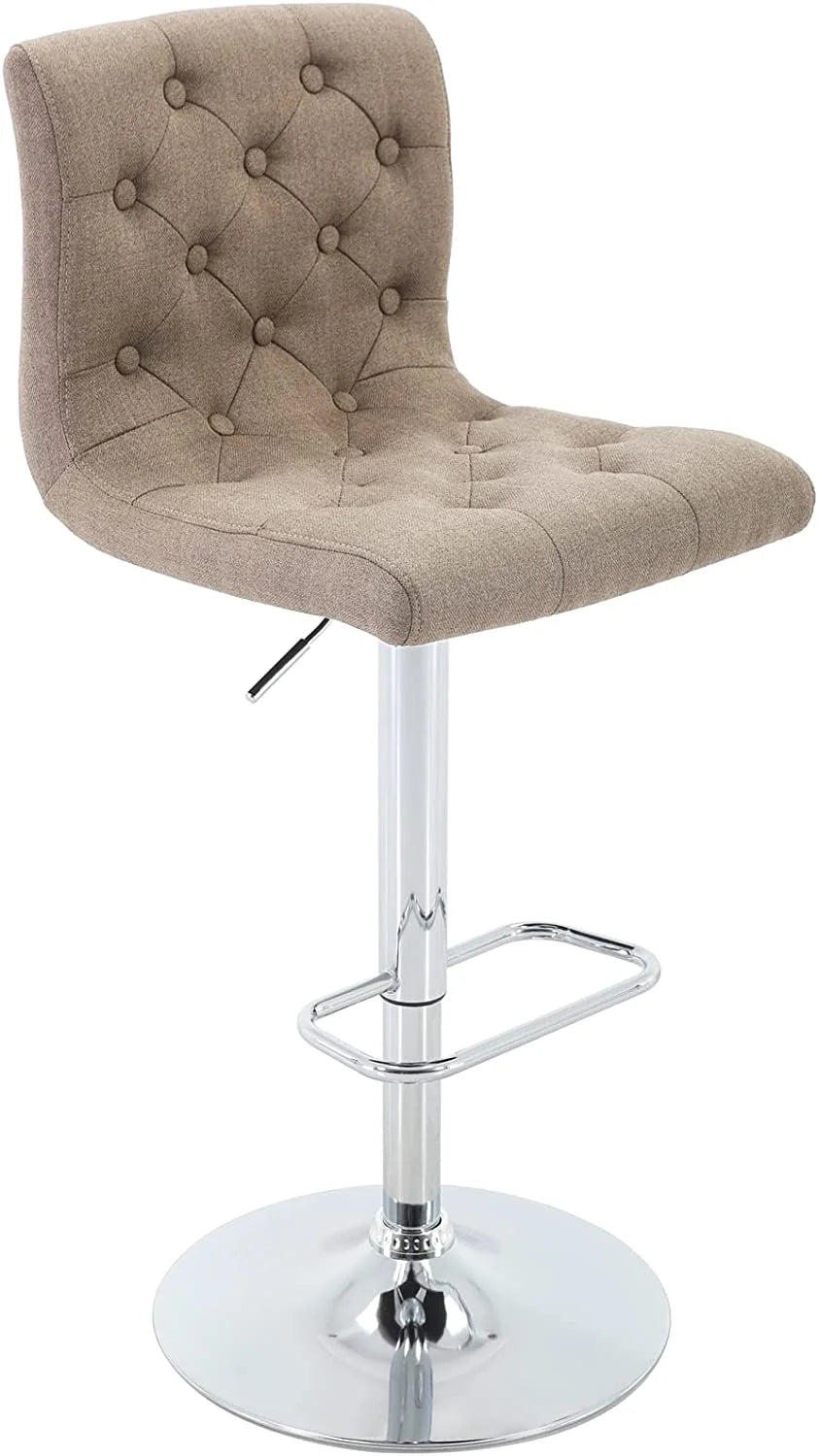 Tufted Swivel Bar Stool with Back, Fabric Upholstered Armless Bar Chair C949255
