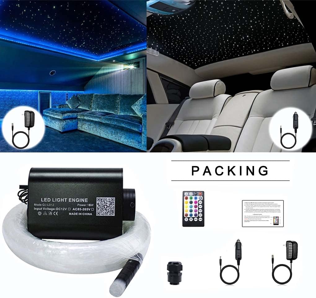 LED Bluetooth RGBW Fiber Optic Light Kit with 550pcs 0.03in 13.1ft Fibers M84896