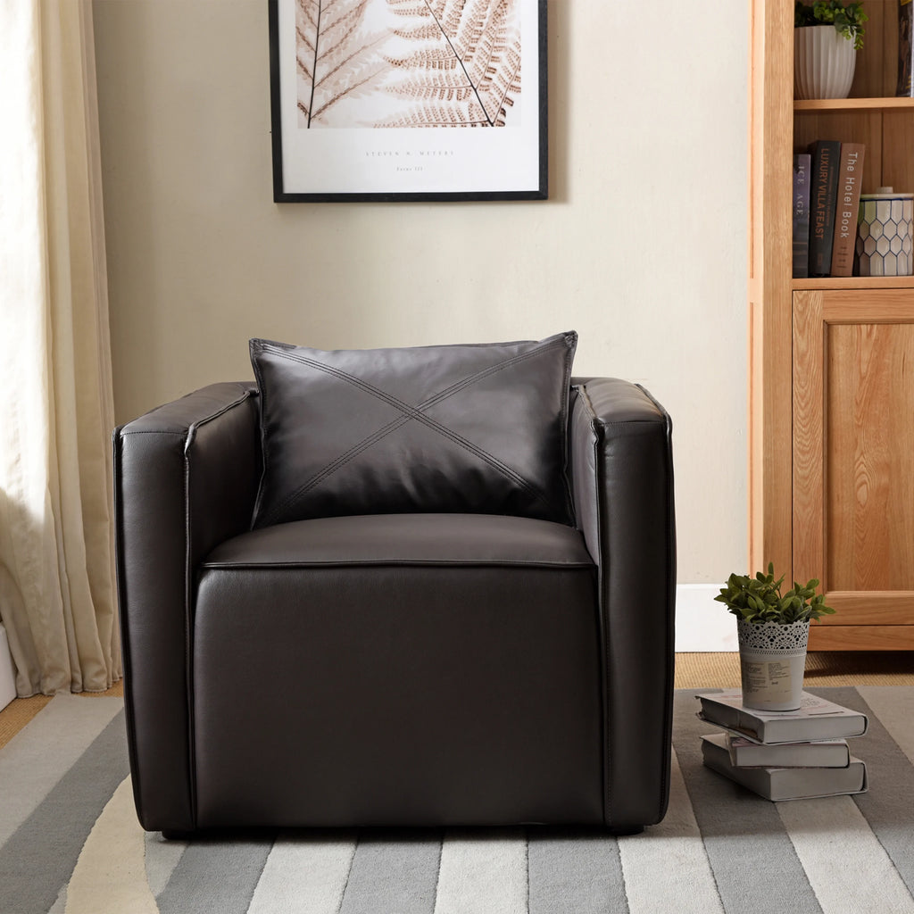 Gray Faux Leather Accent Chair I4022