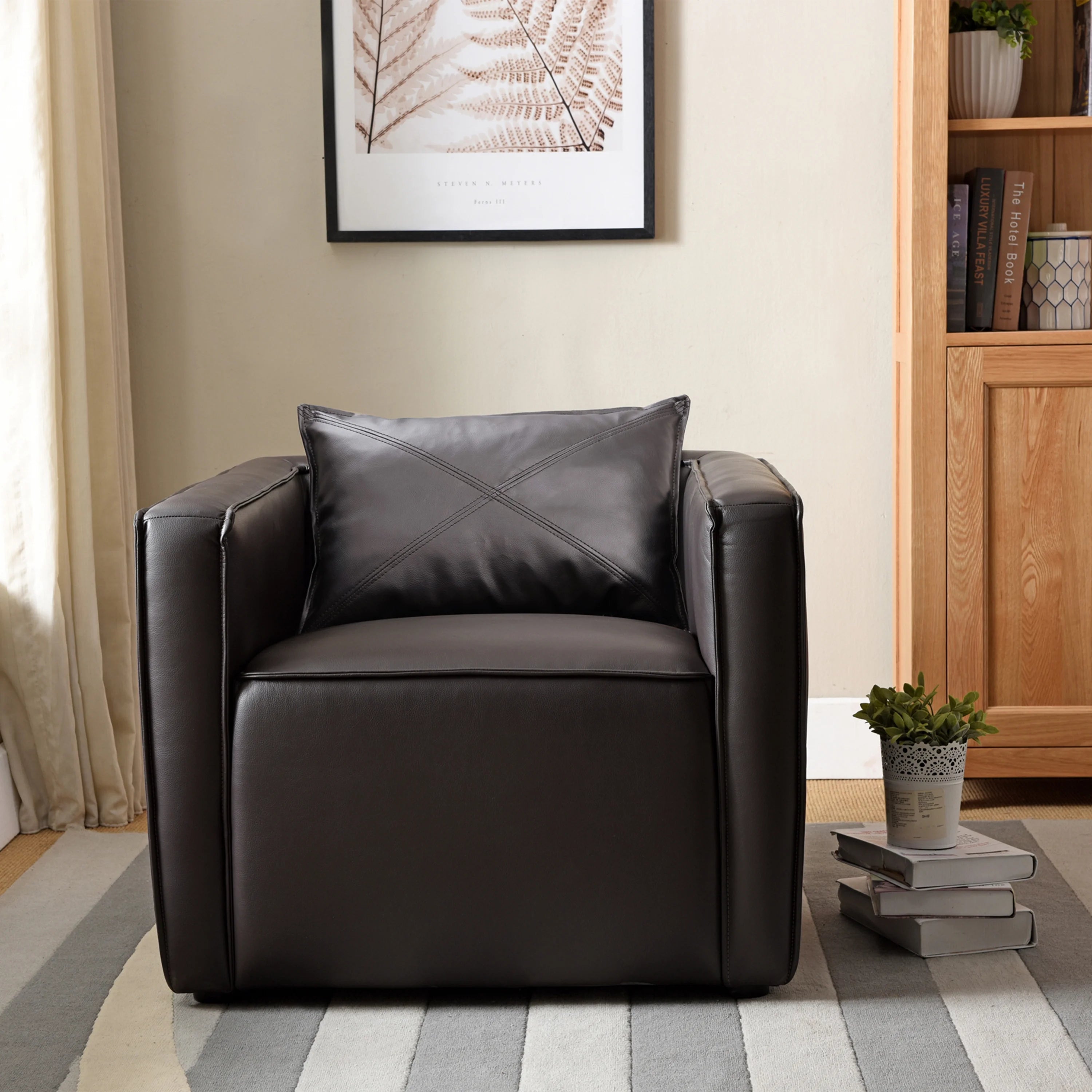 Gray Faux Leather Accent Chair I4022