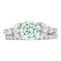 3.06 ct Round Cut Green Simulated Diamond 18k White Gold Ring Band Set Size 3.5 L420