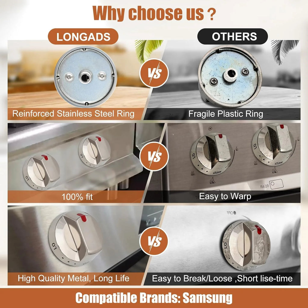 Stainless Steel Range Oven Control Dial Knob (5pcs) X2125