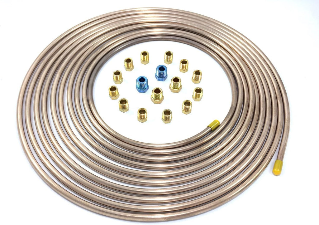 25 Ft. of 1/4" Copper Nickel Tubing with Fittings Pack of 2 R866