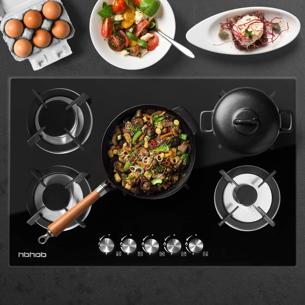 5 Burners Built in Gas Cooktop with Cast Iron Grate J435