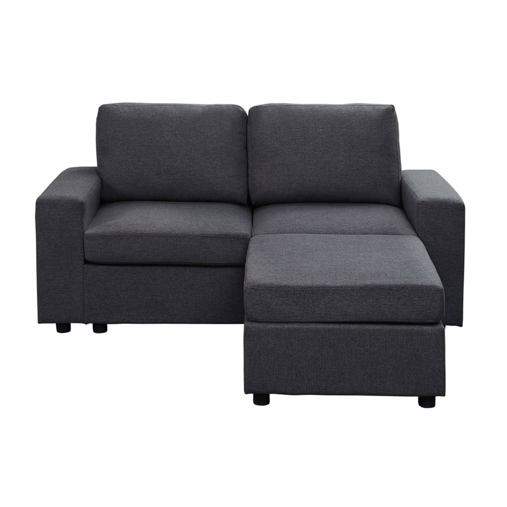Dark Gray Linen Loveseat with Ottoman Y9738